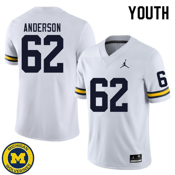 Youth Michigan Wolverines #62 Raheem Anderson White Football Jersey